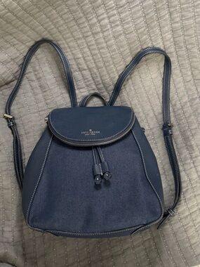kate spade Outlet Leila  Pebbled Leather & Denim Medium Backpack  EUC